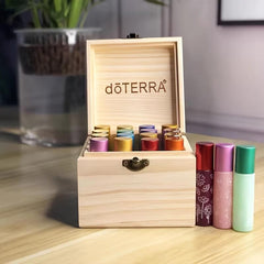 Wooden Essential Oil Box 16pcs 10ml Bottles Empty Roll On Bottle Holder