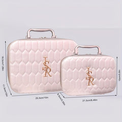 Leather Makeup Train Case with Mirror and Handle