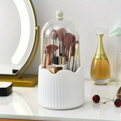 Rotating Makeup Brush Organizer Transparent Dustproof Box Cosmetics Storage