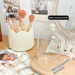 Rotating Makeup Brush Organizer Transparent Dustproof Box Cosmetics Storage