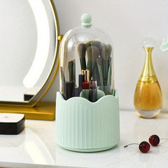 Rotating Makeup Brush Organizer Transparent Dustproof Box Cosmetics Storage