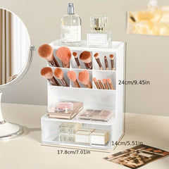 Makeup Organizer with Brush Holder and Drawer