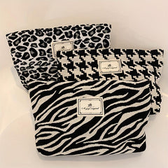 Leopard Print Makeup Bag Portable Travel Clutch Cosmetics Toiletries Washable