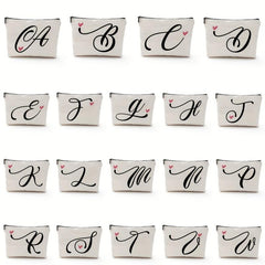 Waterproof Cosmetic Bag with Letter Print and Zippered Closure