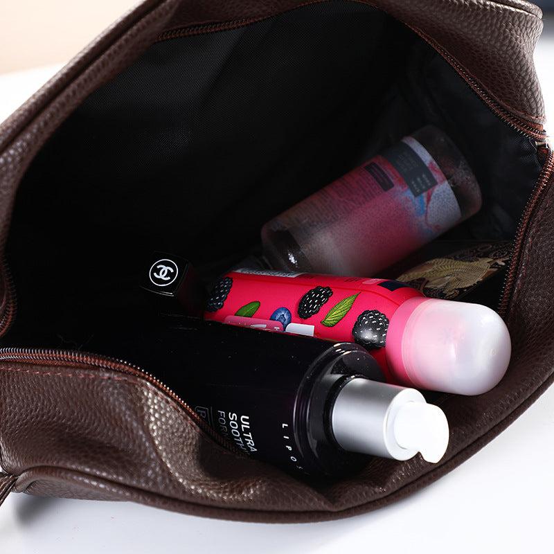 Travel Makeup Bag Cosmetic Bag With Handle PU Leather Portable Make Up Bag
