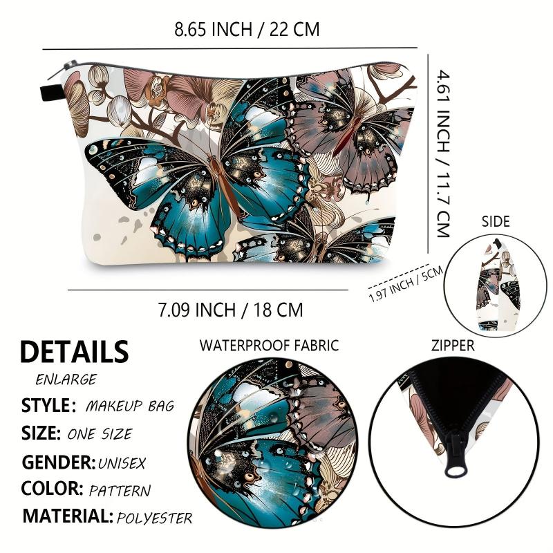 Butterfly Travel Makeup Bag Portable Cosmetic Pouch for Girls and Women