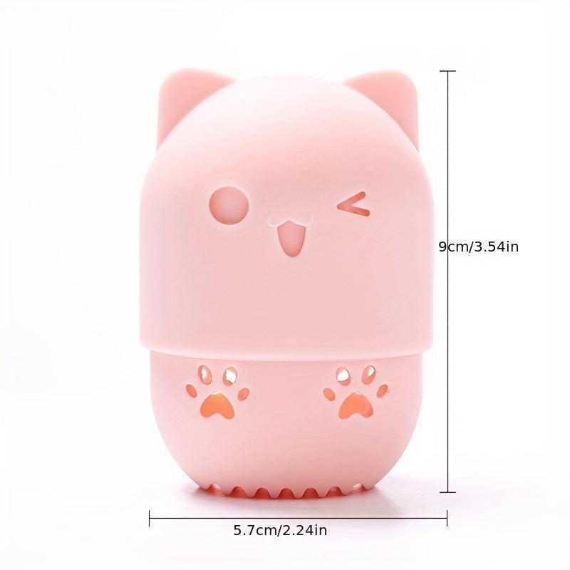 Silicone Cat Makeup Sponge Holder Travel Case