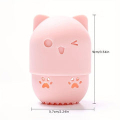 Silicone Cat Makeup Sponge Holder Travel Case
