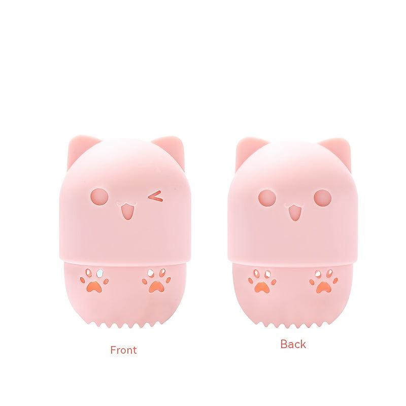 Silicone Cat Makeup Sponge Holder Travel Case