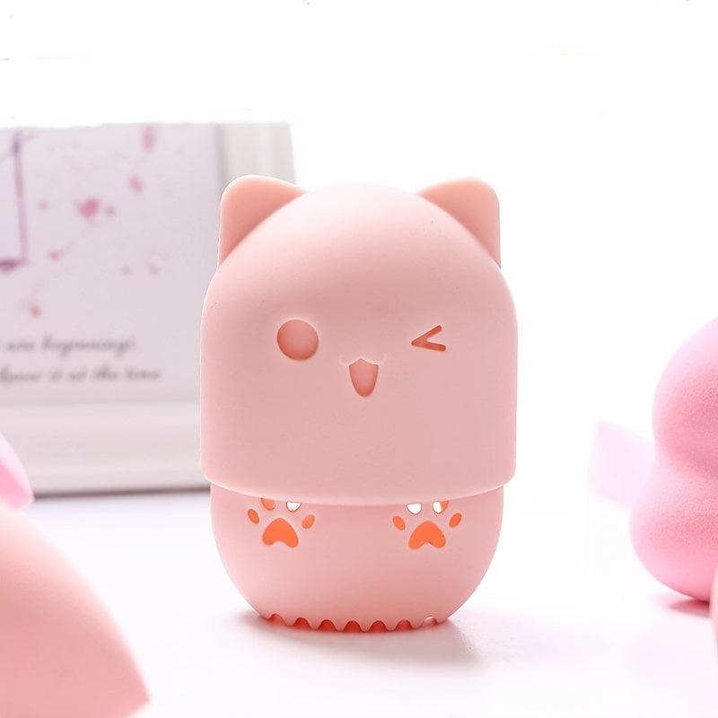 Silicone Cat Makeup Sponge Holder Travel Case