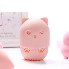 Silicone Cat Makeup Sponge Holder Travel Case