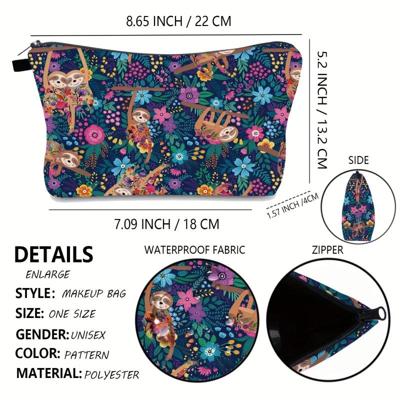 Sloth Print Cosmetic Bag Clutch Lady Travel Storage Mini Makeup Organizer