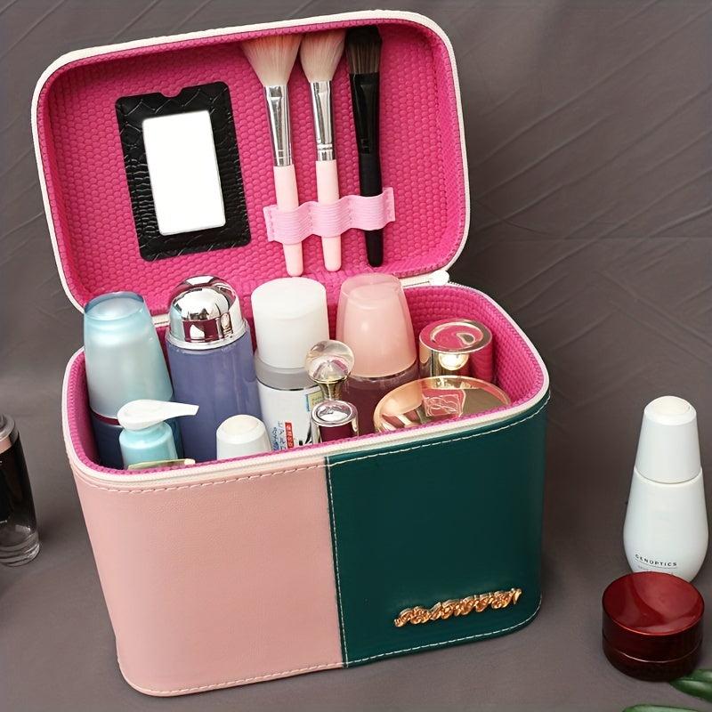 Square Makeup Bag with Mirror & Brush Holder