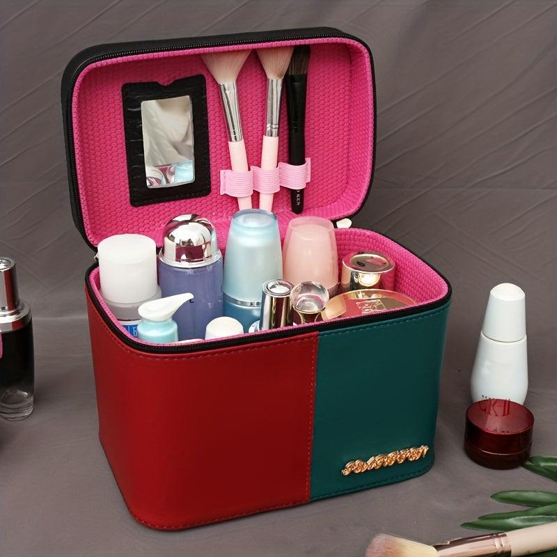 Square Makeup Bag with Mirror & Brush Holder