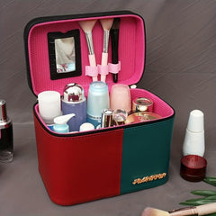 Square Makeup Bag with Mirror & Brush Holder