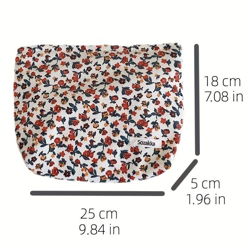 Floral Pattern Small Makeup Pouch Zipper Bag for Girls and Women