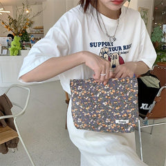 Floral Pattern Small Makeup Pouch Zipper Bag for Girls and Women