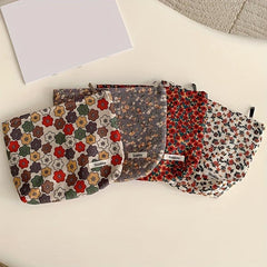 Floral Pattern Small Makeup Pouch Zipper Bag for Girls and Women