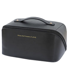 Waterproof Leather Travel Cosmetic Bag with Handle Large Capacity