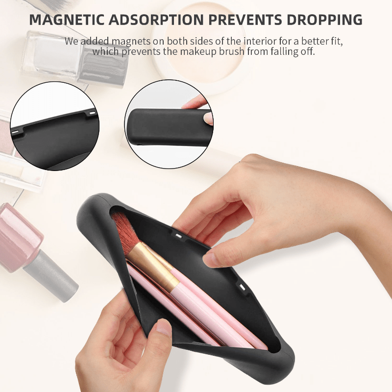 Silicone Makeup Brush Storage Bag Waterproof Magnetic Portable Cosmetic Bag