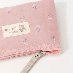 Floral Print Makeup Bag Zipper Cosmetic Pouch Small Canvas Travel Organizer