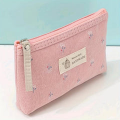 Floral Print Makeup Bag Zipper Cosmetic Pouch Small Canvas Travel Organizer
