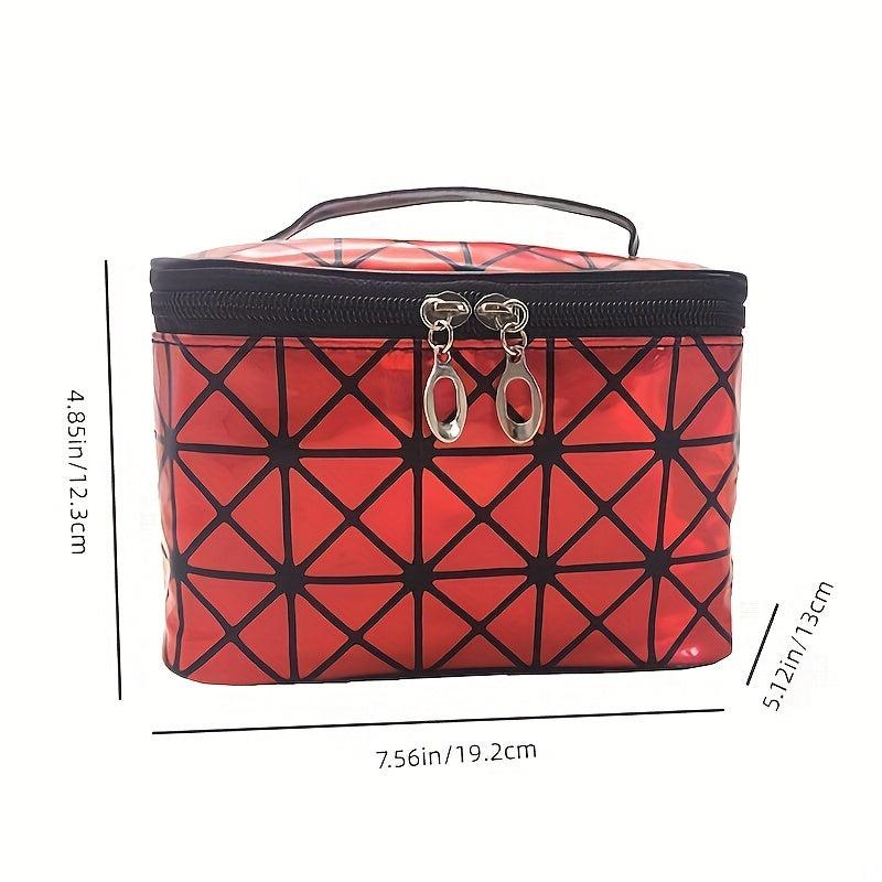 Waterproof Geometric Makeup Bag Large Capacity Toiletry Tote