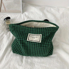 Stylish Houndstooth Makeup Bag for Women - Travel and Toiletry Organizer