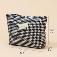 Stylish Houndstooth Makeup Bag for Women - Travel and Toiletry Organizer
