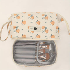 Large Capacity Double Layer Toiletry Bag with Brush Pouch
