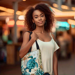 Ocean Turtle Tote Bag Reusable Shoulder Bag for Women