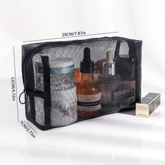 Breathable Square Cosmetic Bag for Women Roomy Zipper Makeup Pouch