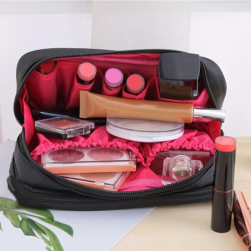 Waterproof Nylon Makeup Bag Double Zipper Double Layer Travel Bag