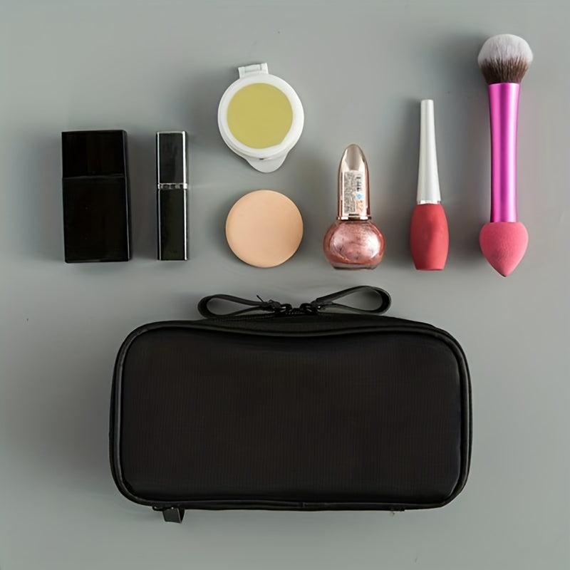 Waterproof Nylon Makeup Bag Double Zipper Double Layer Travel Bag