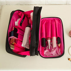 Waterproof Nylon Makeup Bag Double Zipper Double Layer Travel Bag