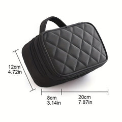 Double Layer Makeup Bag with Mirror Travel Organizer