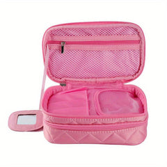 Double Layer Makeup Bag with Mirror Travel Organizer