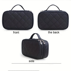 Double Layer Makeup Bag with Mirror Travel Organizer