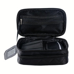 Double Layer Makeup Bag with Mirror Travel Organizer