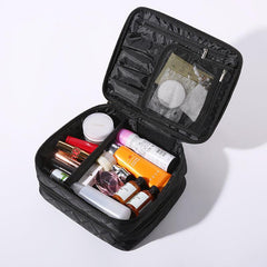 Large Capacity Double Layer Makeup Bag for Travel Portable Cosmetic Bag