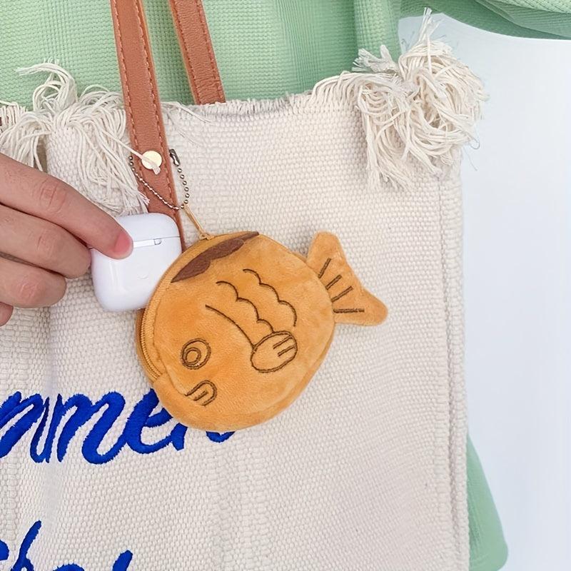 Mini Fish Coin Purse Plush Keychain Bag Zipper Cosmetic Bag