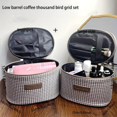 Houndstooth Pattern Makeup Bag Travel Case Toiletry Bag with Handle