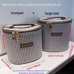 Houndstooth Pattern Makeup Bag Travel Case Toiletry Bag with Handle