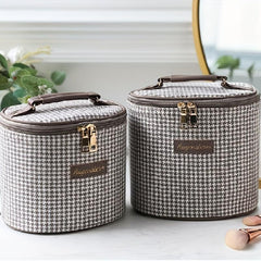 Houndstooth Pattern Makeup Bag Travel Case Toiletry Bag with Handle