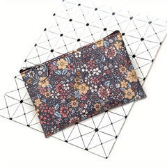 Vintage Floral Print Makeup Pouch Zipper Coin Purse Travel Bag