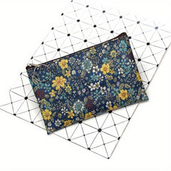 Vintage Floral Print Makeup Pouch Zipper Coin Purse Travel Bag