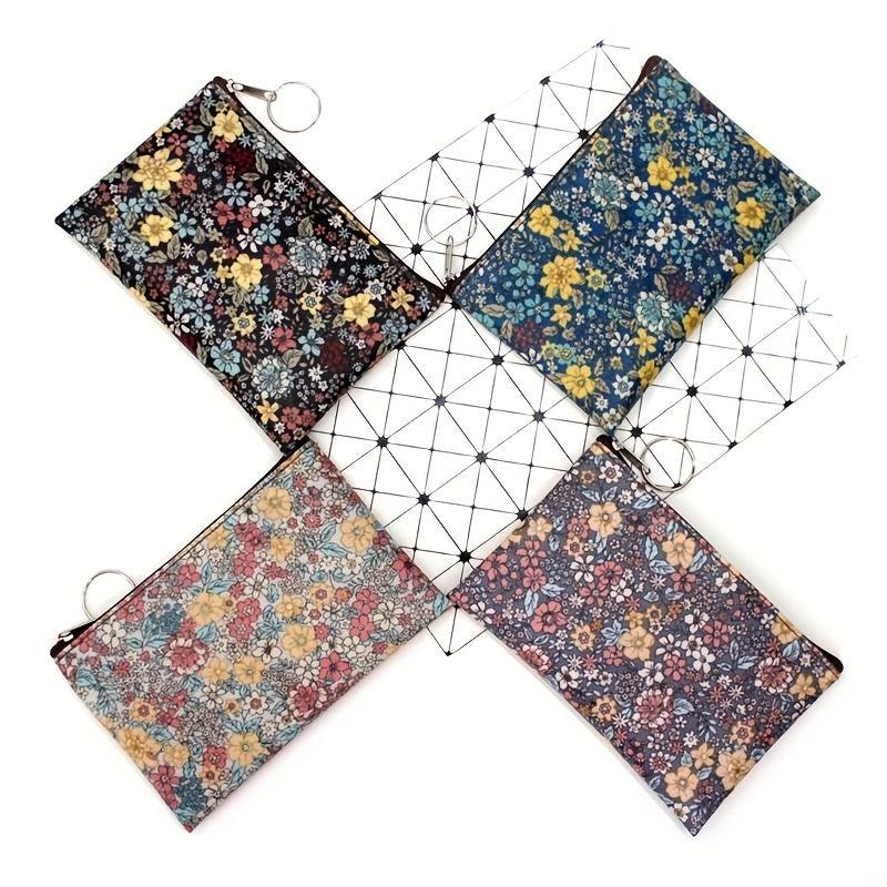 Vintage Floral Print Makeup Pouch Zipper Coin Purse Travel Bag