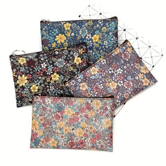 Vintage Floral Print Makeup Pouch Zipper Coin Purse Travel Bag