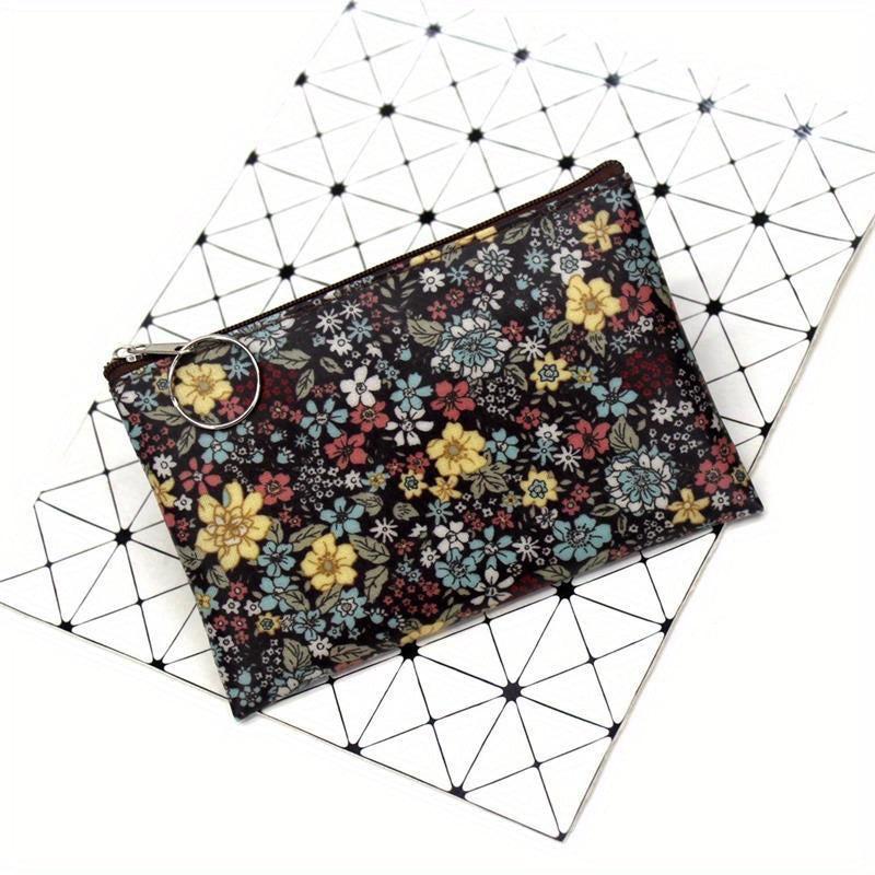 Vintage Floral Print Makeup Pouch Zipper Coin Purse Travel Bag