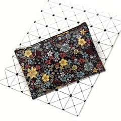Vintage Floral Print Makeup Pouch Zipper Coin Purse Travel Bag